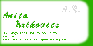 anita malkovics business card